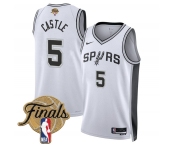 Men's San Antonio Spurs #5 Stephon Castle White 2026 Finals Patch Association Edition Stitched Basketball Jersey Men's San Antonio Spurs #5 Stephon Castle White 2026 Finals Patch Association Edition Stitched Basketball Jersey