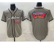 Men's San Antonio Spurs Team Big Logo Gray USA 250' Patch Stitched Baseball Jersey Men's San Antonio Spurs Team Big Logo Gray USA 250' Patch Stitched Baseball Jersey
