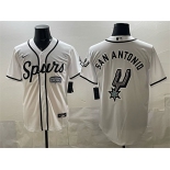 Men's San Antonio Spurs Team Big Logo White Stitched Baseball Jersey Men's San Antonio Spurs Team Big Logo White Stitched Baseball Jersey