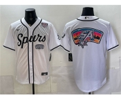 Men's San Antonio Spurs Team Big Logo White USA 250' Patch Stitched Baseball Jersey Men's San Antonio Spurs Team Big Logo White USA 250' Patch Stitched Baseball Jersey