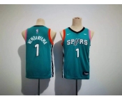 Youth San Antonio Spurs #1 Victor Wembanyama Teal City Edition Stitched Jersey Youth San Antonio Spurs #1 Victor Wembanyama Teal City Edition Stitched Jersey