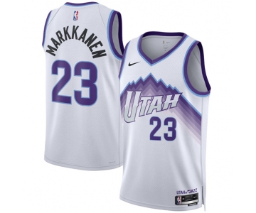 Men's Utah Jazz #23 Lauri Markkanen White 2025 Association Edition Stitched Basketball Jersey