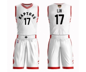 Men's Toronto Raptors #17 Jeremy Lin Swingman White 2019 Basketball Finals Bound Suit Jersey - Association Edition