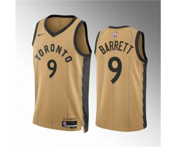 Men's Toronto Raptors #9 RJ Barrett Gold 2023-24 City Edition Stitched Basketball Jersey