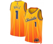 Men's Charlotte Hornets #1 LaMelo Ball Gold 2025-26 City Edition Swingman Stitched Jersey Men's Charlotte Hornets #1 LaMelo Ball Gold 2025-26 City Edition Swingman Stitched Jersey