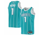 Men's Charlotte Hornets #1 Smalik Monk Jordan Brand Teal 2020-21 Swingman Jersey