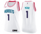 Women's Nike Charlotte Hornets #1 Malik Monk Swingman White Pink Fashion NBA Jersey