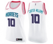 Women's Nike Charlotte Hornets #10 Michael Carter-Williams Swingman White Pink Fashion NBA Jersey