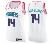 Women's Nike Charlotte Hornets #14 Michael Kidd-Gilchrist Swingman White Pink Fashion NBA Jersey