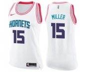 Women's Nike Charlotte Hornets #15 Percy Miller Swingman White Pink Fashion NBA Jersey