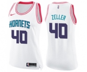 Women's Nike Charlotte Hornets #40 Cody Zeller Swingman White Pink Fashion NBA Jersey