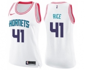 Women's Nike Charlotte Hornets #41 Glen Rice Swingman White Pink Fashion NBA Jersey