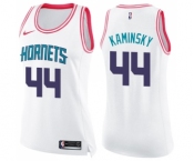 Women's Nike Charlotte Hornets #44 Frank Kaminsky Swingman White Pink Fashion NBA Jersey