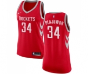 Women's Nike Houston Rockets #34 Hakeem Olajuwon Swingman Red Road NBA Jersey - Icon Edition