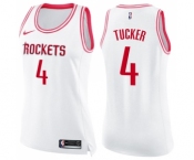 Women's Nike Houston Rockets #4 PJ Tucker Swingman White Pink Fashion NBA Jersey