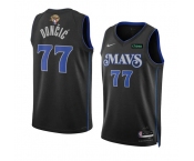 Men's Dallas Mavericks #77 Luka Doncic Black 2024 Finals City Edition Stitched Basketball Jersey