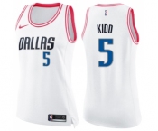 Women's Nike Dallas Mavericks #5 Jason Kidd Swingman White Pink Fashion NBA Jersey