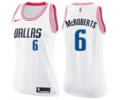 Women's Nike Dallas Mavericks #6 Josh McRoberts Swingman White Pink Fashion NBA Jersey