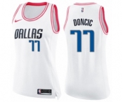 Women's Nike Dallas Mavericks #77 Luka Doncic Swingman White Pink Fashion NBA Jersey