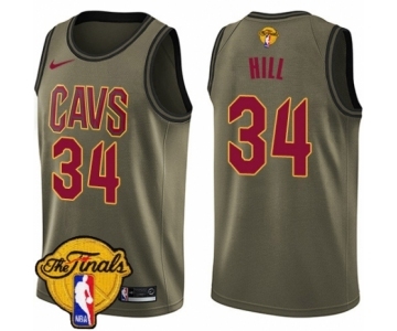 Youth Nike Cleveland Cavaliers #34 Tyrone Hill Swingman Green Salute to Service 2018 NBA Finals Bound NBA Jersey