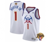 Men's Denver Nuggets #1 Michael Porter Jr. White 2023 Finals Earned Edition Stitched Basketball Jersey