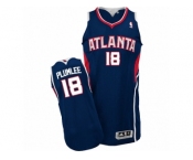 Men Adidas Atlanta Hawks #18 Miles Plumlee Authentic Navy Blue Road NBA Jersey