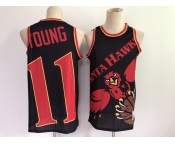 Men's Atlanta Hawks #11 Trae Young Black Big Face Mitchell Ness Hardwood Classics Soul Swingman Throwback Jersey