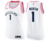 Women's Nike Memphis Grizzlies #1 Jarell Martin Swingman White Pink Fashion NBA Jersey