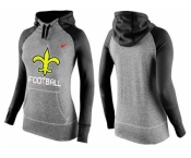 Women Nike New Orleans Saints Performance Hoodie Grey & Black_1