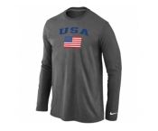 USA Olympics USA Flag Collection Locker Room Long Sleeve T-Shirt D.Grey