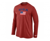 USA Olympics USA Flag Collection Locker Room Long Sleeve T-Shirt Red
