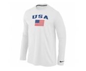 USA Olympics USA Flag Collection Locker Room Long Sleeve T-Shirt White