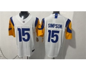 Men's Los Angeles Rams #15 Ty Simpson White 2026 Draft F.U.S.E. Vapor Limited Football Stitched Jersey Men's Los Angeles Rams #15 Ty Simpson White 2026 Draft F.U.S.E. Vapor Limited Football Stitched Jersey