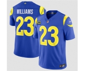 Men's Los Angeles Rams #23 Kyren Williams Royal 2026 F.U.S.E. 4-Star C Patch Vapor Limited Football Stitched Jersey Men's Los Angeles Rams #23 Kyren Williams Royal 2026 F.U.S.E. 4-Star C Patch Vapor Limited Football Stitched Jersey