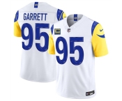 Men's Los Angeles Rams #95 Myles Garrett White 2026 F.U.S.E. 4-Star C Patch Vapor Limited Football Stitched Jersey Men's Los Angeles Rams #95 Myles Garrett White 2026 F.U.S.E. 4-Star C Patch Vapor Limited Football Stitched Jersey