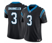 Men's Carolina Panthers #3 Princely Umanmielen Black 2025 F.U.S.E. Vapor Limited Stitched Football Jersey
