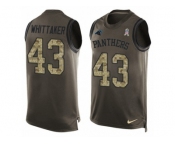 Men's Nike Carolina Panthers #43 Fozzy Whittaker Limited Green Salute to Service Tank Top NFL Jersey