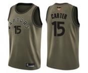Youth Toronto Raptors #15 Vince Carter Swingman Green Salute to Service 2019 Basketball Finals Bound Jersey