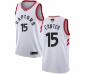 Youth Toronto Raptors #15 Vince Carter Swingman White 2019 Basketball Finals Bound Jersey - Association Edition