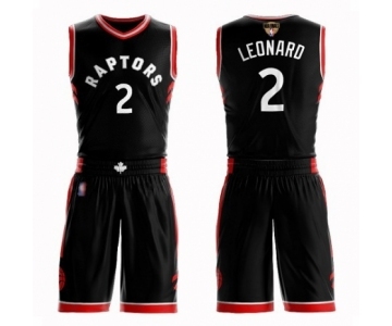Youth Toronto Raptors #2 Kawhi Leonard Swingman Black 2019 Basketball Finals Bound Suit Jersey Statement Edition