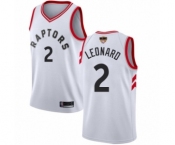 Youth Toronto Raptors #2 Kawhi Leonard Swingman White 2019 Basketball Finals Bound Jersey - Association Edition