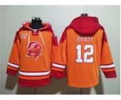 Men's Tampa Bay Buccaneers #12 Tom Brady Orange Red Ageless Must-Have Lace-Up Pullover Hoodie