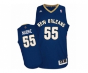 Men's Adidas New Orleans Pelicans #55 E'Twaun Moore Authentic Navy Blue Road NBA Jersey