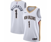Men's New Orleans Pelicans #1 Zion Williamson Nike White 2020-21 Swingman Jersey