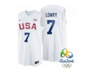 Men's Nike Rio 2016 Olympics USA Dream Team #7 Kyle Lowry White Basketball Jersey