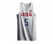 Men's Nike Team USA #5 Kevin Durant Authentic White 2016 Olympic Basketball Jersey