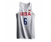 Men's Nike Team USA #6 DeAndre Jordan Authentic White 2016 Olympic Basketball Jersey