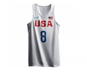 Men's Nike Team USA #8 Harrison Barnes Authentic White 2016 Olympic Basketball Jersey
