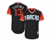 Men's 2017 Little League World Series Diamondbacks Nick Ahmed #13 Slick Nick Black Jersey