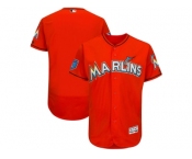 Men Miami Marlins Customized Majestic Orange 2018 Spring Training Flex Base Team Jersey